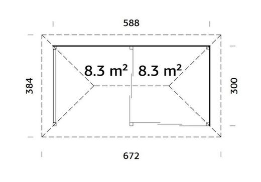 Pabellon de madera PALMAKO CONNECT BIANCA 16.6 SET 4 m2 672 X 384 cm 110204