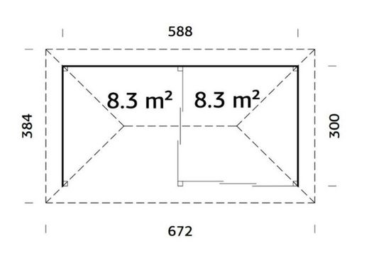 Pabellon de madera PALMAKO CONNECT BIANCA 16.6 SET 6 m2 672 X 384 cm 110212