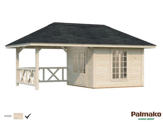 Pabellon de madera PALMAKO CONNECT BIANCA 16.6 SET 7 m2 672 X 384 cm 110216