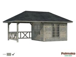 Pabellon de madera PALMAKO CONNECT BIANCA 16.6 SET 7 m2 672 X 384 cm 110216
