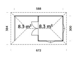 Pabellon de madera PALMAKO CONNECT BIANCA 16.6 SET 8 m2 672 X 384 cm 110220