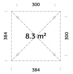 Pabellon de madera PALMAKO CONNECT BIANCA 8.3 M2 384 X 384 cm 109392