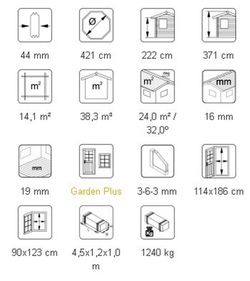 Pavillon en bois Palmako Hanna 14,1 m2 421 cm PA44-4242 106185