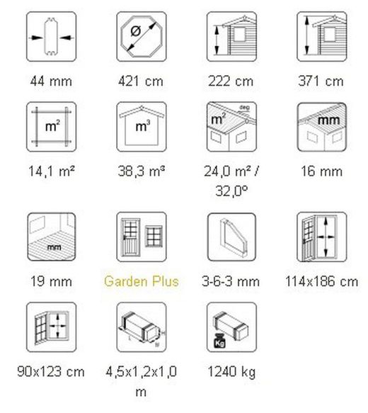 Pavillon en bois Palmako Hanna 14,1 m2 421 cm PA44-4242 106185