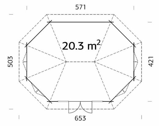 Palmako hanna pavilhão de madeira 20,3 m2 421/571 cm pa44-5742 106189