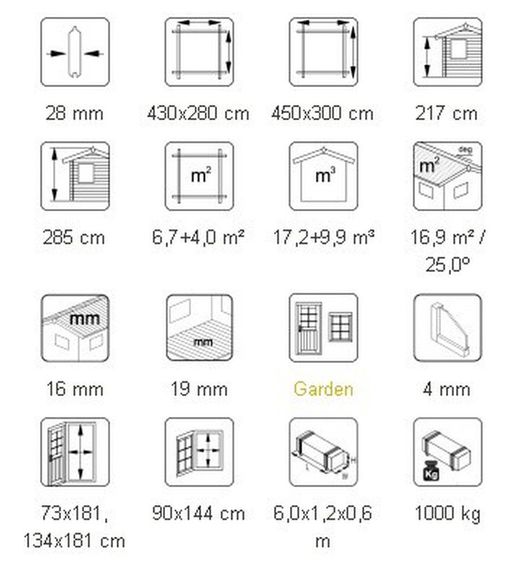 Pabellon de madera Palmako melanie 11 m2 450 x 300 cm pa28-4530 103736