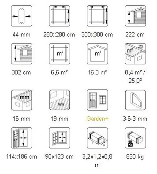 Pavilhão de madeira Palmako melanie 6,6 m2 300 x 300 cm pa44-3030 103728