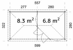 Palmako pavilhão de madeira melanie 6,8 + 8,3 m2 577 + 300 cm pa28-5830 103778