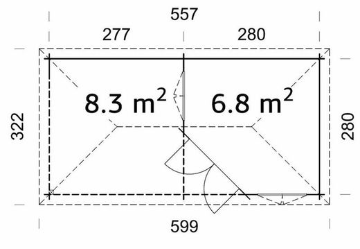 Palmako pavilhão de madeira melanie 6,8 + 8,3 m2 577 + 300 cm pa28-5830 103778