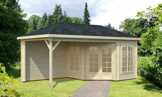 Palmako pavilhão de madeira melanie 6,8 + 8,3 m2 577 + 300 cm pa28-5830 103778