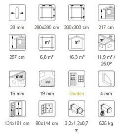 Pabellon de madera Palmako melanie 7 m2 300 x 300 cm pa28-3030 103708