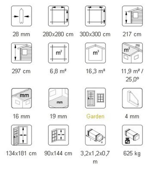 Pabellon de madera Palmako melanie 7 m2 300 x 300 cm pa28-3030 103708