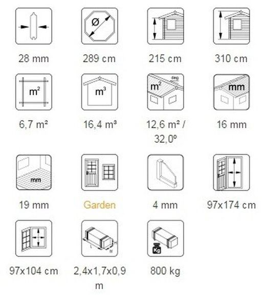 Pavillon en bois Palmako Veronica 2 6,7 m2 289 cm PA28-2929-2 103744