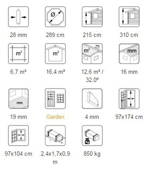 Pavillon en bois Palmako Veronica 4 6,7 m2 289 cm pap28-2929-1