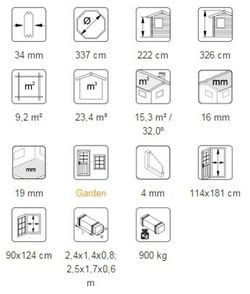 Palmako veronica 4 pavilhão de madeira 9,2 m2 337 cm pa34-3434-1 107374