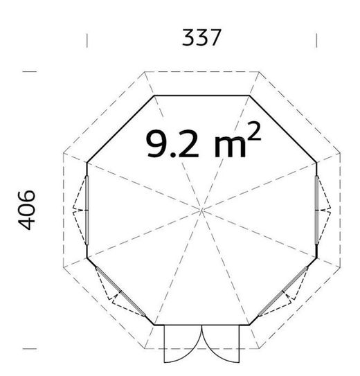 Palmako veronica 4 pavilhão de madeira 9,2 m2 337 cm pa34-3434-1 107374