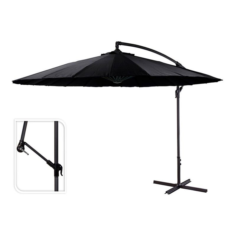 Parasol excentrico 300cm negro cuerpo aluminio — Zurione