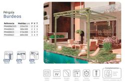 Pergola Adosada de madera Maciza BURDEOS con tratamiento Autoclave A4 + tornilleria