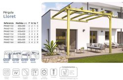 Pergola Adosada de madera Maciza LLORET con tratamiento Autoclave A4 + tornilleria INCLUIDA