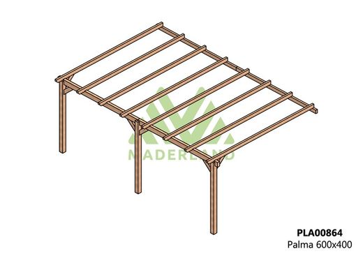 Pergola anexada madeira laminada PALMA GL24H + parafusos INCLUÍDOS