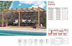 Pergola anexada madeira laminada PALMA GL24H + parafusos INCLUÍDOS