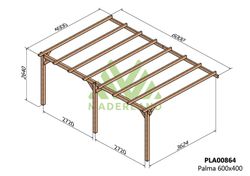 Pergola anexada madeira laminada PALMA GL24H + parafusos INCLUÍDOS