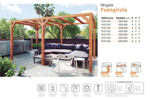 Pergola en bois lamellé FUENGIROLA GL24h + vis INCLUSES