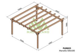 Pergola de madera Laminada MARSELLA GL24 + tornilleria