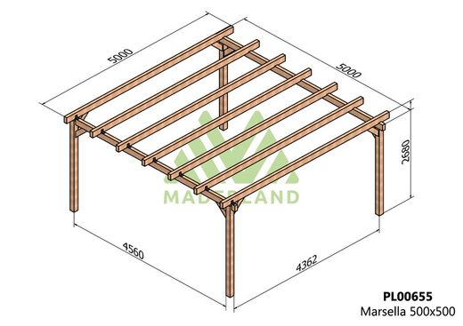 Pergola de madera Laminada MARSELLA GL24 + tornilleria