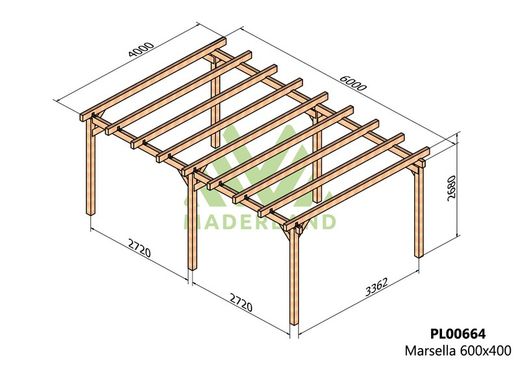 Pergola de madera Laminada MARSELLA GL24 + tornilleria