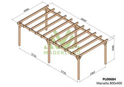 Pergola de madera Laminada MARSELLA GL24 + tornilleria