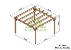 Pergola de madera Laminada MARSELLA GL24 + tornilleria