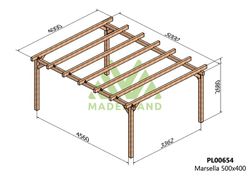 Pergola de madera Laminada MARSELLA GL24 + tornilleria