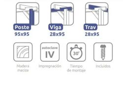 Pergola de madera Laminada ORDINO GL24 + tornilleria