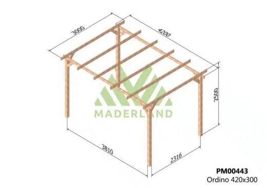 Pergola de madera Laminada ORDINO GL24 + tornilleria