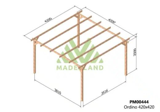 Pergola de madera Laminada ORDINO GL24 + tornilleria