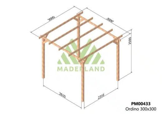 Pergola de madera Laminada ORDINO GL24 + tornilleria