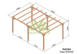 Pergola de madera Laminada SITGES GL24h + tornilleria INCLUIDA