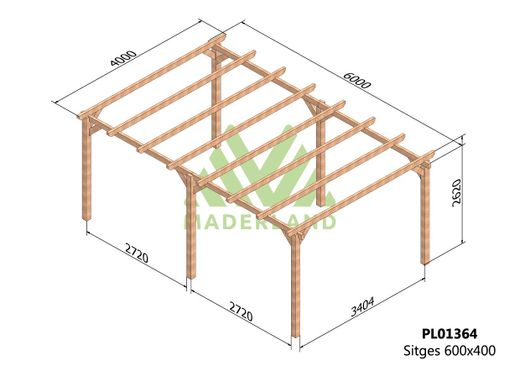 Pergola de madera Laminada SITGES GL24h + tornilleria INCLUIDA