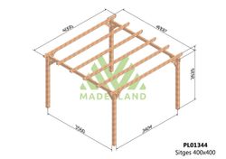 Pergola de madera Laminada SITGES GL24h + tornilleria INCLUIDA