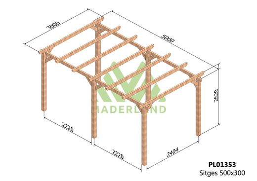 Pergola de madera Laminada SITGES GL24h + tornilleria INCLUIDA