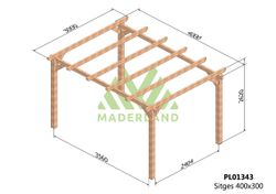 Pergola de madera Laminada SITGES GL24h + tornilleria INCLUIDA
