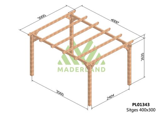 Pergola de madera Laminada SITGES GL24h + tornilleria INCLUIDA