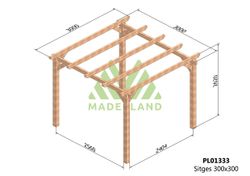 Pergola de madera Laminada SITGES GL24h + tornilleria INCLUIDA