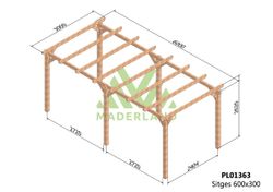 Pergola de madera Laminada SITGES GL24h + tornilleria INCLUIDA