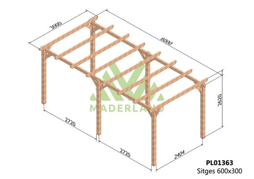 Pergola de madera Laminada SITGES GL24h + tornilleria INCLUIDA