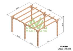 Pergola de madera Laminada SITGES GL24h + tornilleria INCLUIDA