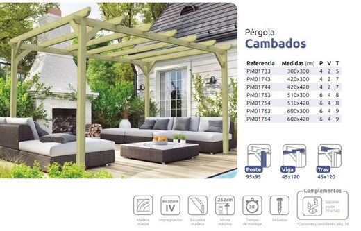 Pérgula de madeira maciça ALTERADA com tratamento Autoclave A4 + Parafusos INCLUÍDOS
