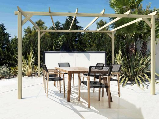 Pérgula de madeira maciça JEREZ com tratamento Autoclave A4 + Parafusos INCLUÍDOS