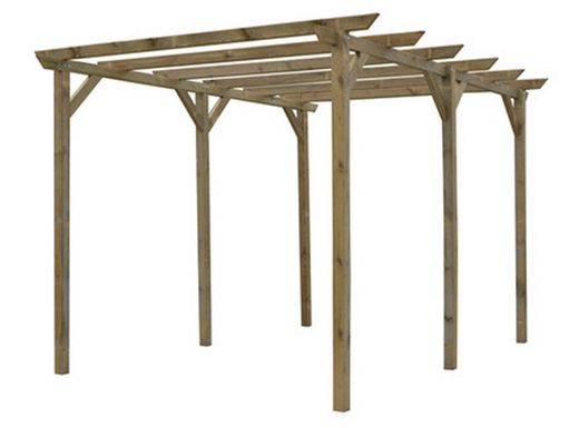 Pergola de madera Maciza LEON con tratamiento Autoclave A4 + tornilleria INCLUIDA